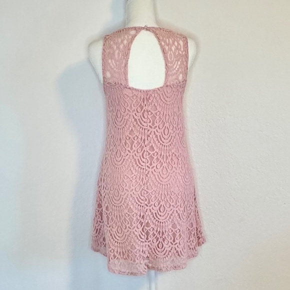 Ginger G Lace Overlay Pink Lined Stretch Dress, Size S - Picture 4 of 12